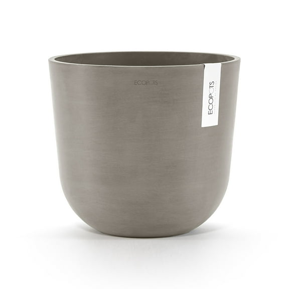 Ecopots Oslo Durable Modern Round Indoor/Outdoor Recycled Based Composite Flower Pot Planter, Taupe, 14"