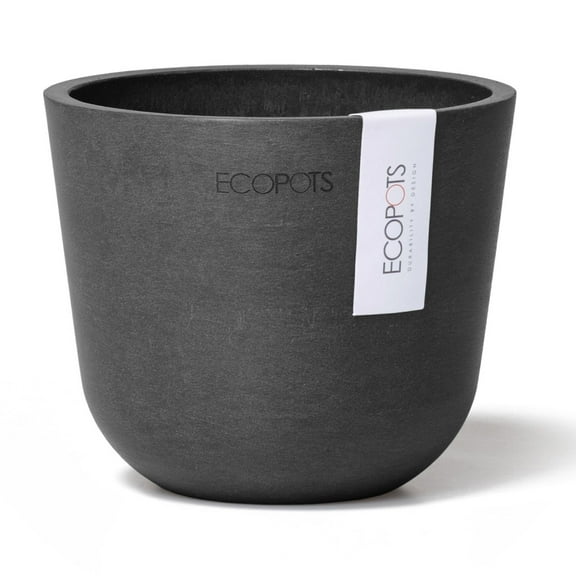 Ecopots Oslo Mini Durable Modern Round Indoor/Outdoor Recycled Based Composite Flower Pot Planter, Dark Grey, 4.5"