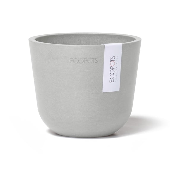 Ecopots Oslo Mini Durable Modern Round Indoor/Outdoor Recycled Based Composite Flower Pot Planter, White Grey, 4.5"