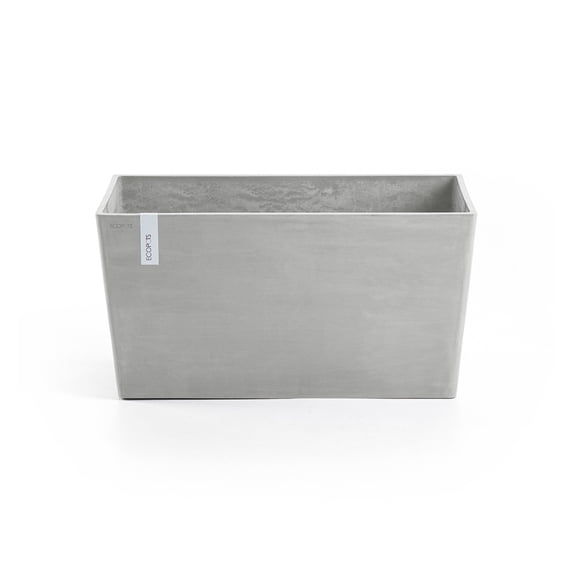 Ecopots Paris Durable Modern Rectangular Indoor/Outdoor Recycled Based Composite Flower Planter, White Grey, 31.5"