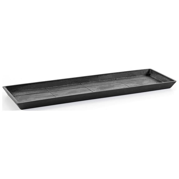 Ecopots Rectangular In/Outdoor Recycled Plastic Planter Flowerpot Saucer, Dark Grey, 17"