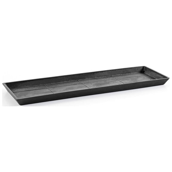Ecopots Rectangular In/Outdoor Recycled Plastic Planter Flowerpot Saucer, Dark Grey, 17"