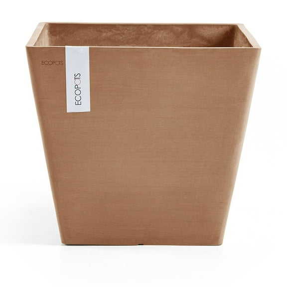 Ecopots Rotterdam Durable Modern Square Indoor/Outdoor Recycled Based Composite Flower Planter, Terracotta Color, 8"
