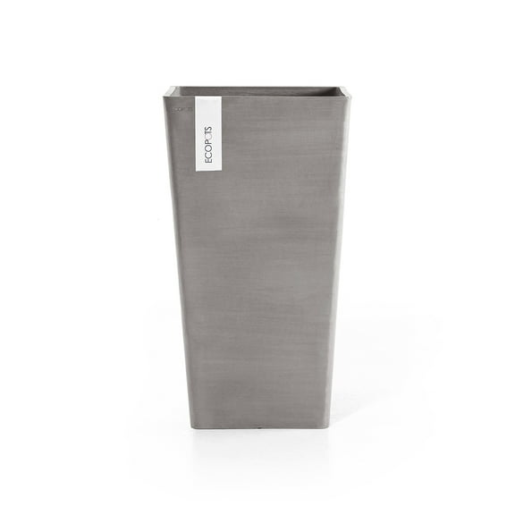 Ecopots Rotterdam Mid High Durable Modern Square Indoor/Outdoor Recycled Based Composite Flower Planter, Taupe, 19.5"