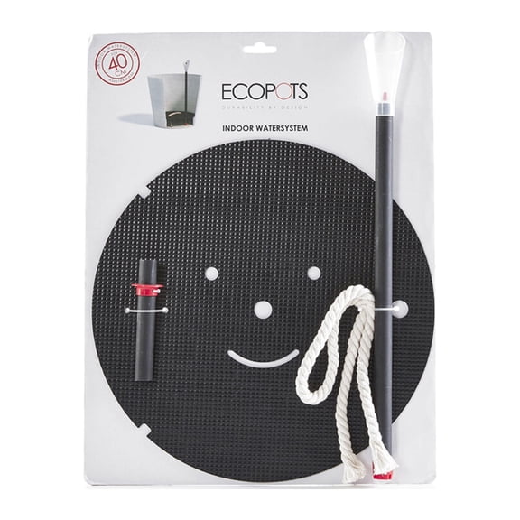 Ecopots Round Indoor Plant Self Watering System For Amsterdam 16" Planter, Black