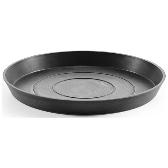 Ecopots Round Recycled Plastic Modern In/Outdoor Planter Flower Pot Saucer, Dark Grey, 11"