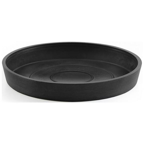 Ecopots Round Recycled Plastic Modern In/Outdoor Planter Flower Pot Saucer, Dark Grey, 6"