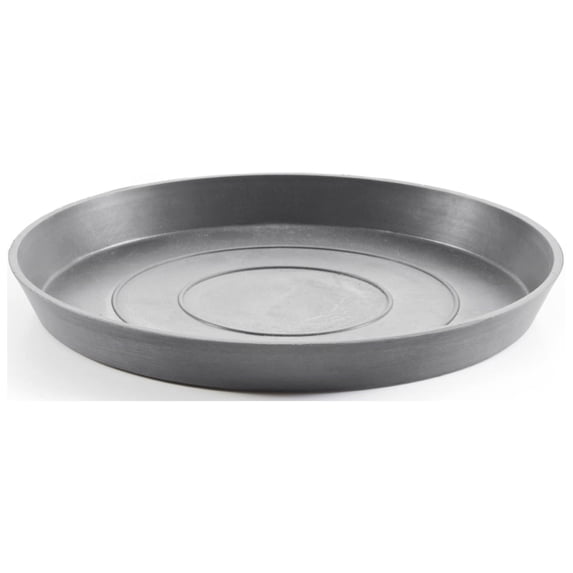 Ecopots Round Recycled Plastic Modern In/Outdoor Planter Flower Pot Saucer, Grey, 14"