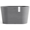 thumbnail image 1 of Ecopots Sofia Durable Modern Oval Indoor/Outdoor Recycled Based Composite Flower Pot Planter w/ Water Reservoir, Grey, 12", 1 of 4