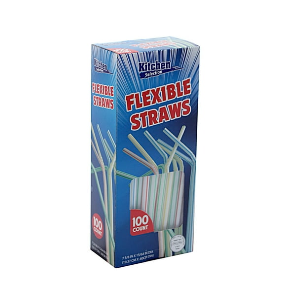 Ecoquality 24/100CT White Flexible Straws BPA Free Disposable Drinking Straws for Cold Beverages Soda Juice Restaurants Bars Parties BBQs Events (100)