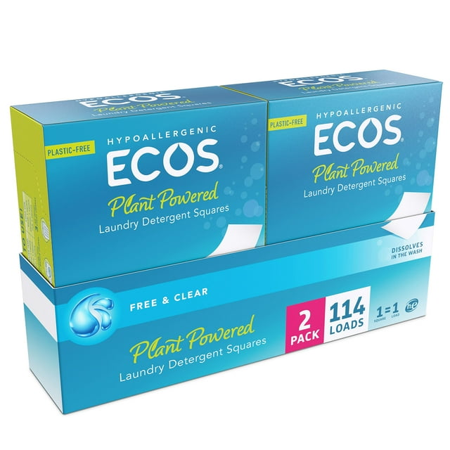 Ecos Laundry Detergent Sheets No Plastic Jug For 114 Loads Vegan