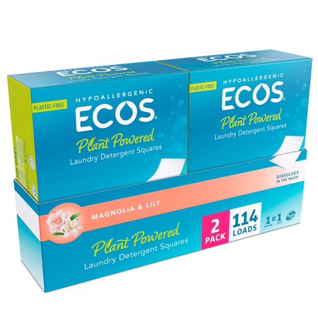 Ecos Laundry Detergent Sheets - No Plastic Jug For 114 Loads - Vegan, No Mess & Liquid Free - Laundry Sheets In Washer - Hypoallergenic, Plant Powered Laundry Detergent Sheets