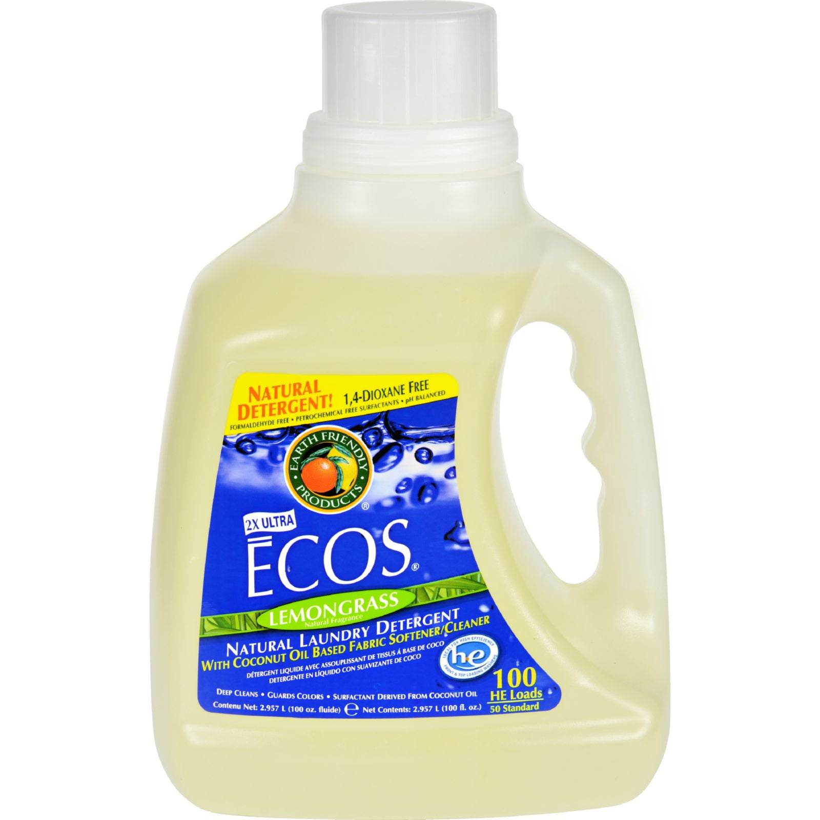 Ecos Laundry Detergent with Built-In Fabaric Softener Hypoallergenic Lemongrass