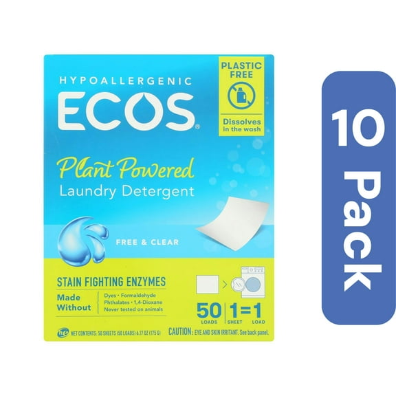 EcosNext Free & Clear Laundry Detergent 50 Count (Pack of 10)