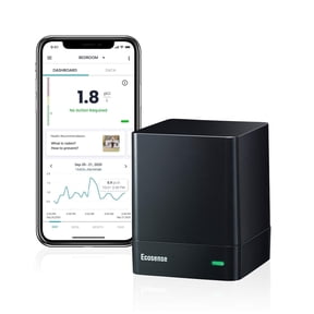Ecosense EcoQube Digital Radon Gas Detector, Accurate Monitoring with Trend Charts and Remote Data Access, Now Works with IFTTT