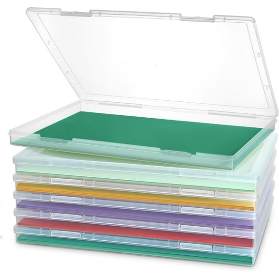 Ecoskio 8 x 10 Photo Storage Box, 6 Pack Scrapbook Papers Storage Containers, Plastic Photo Organizers and Storage for Card, Papers, Craft