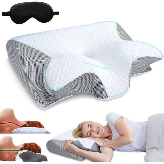 Ecoskio Pillow, 2025 New Ecoskio Pillows Hospitality Collection, Contour Pillows for Sleeping with Cooling Pillowcase, Adjustable Neck Support Pillow for Back Stomach Side Sleeper (Grey)
