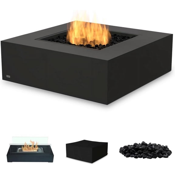 Ecosmart | Base 40 Fire Pit Table | Graphite Color | Stainless Steel Gas Burner | Elegant Curved Design with Versatile Wide Lip | Complements Any Decor and Setting