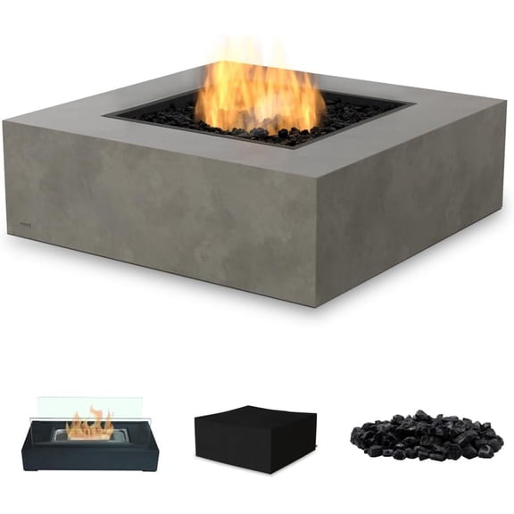 Ecosmart | Base 40 Fire Pit Table | Natural Color | Stainless Steel Gas Burner | Elegant Curved Design with Versatile Wide Lip | Complements Any Decor and Setting