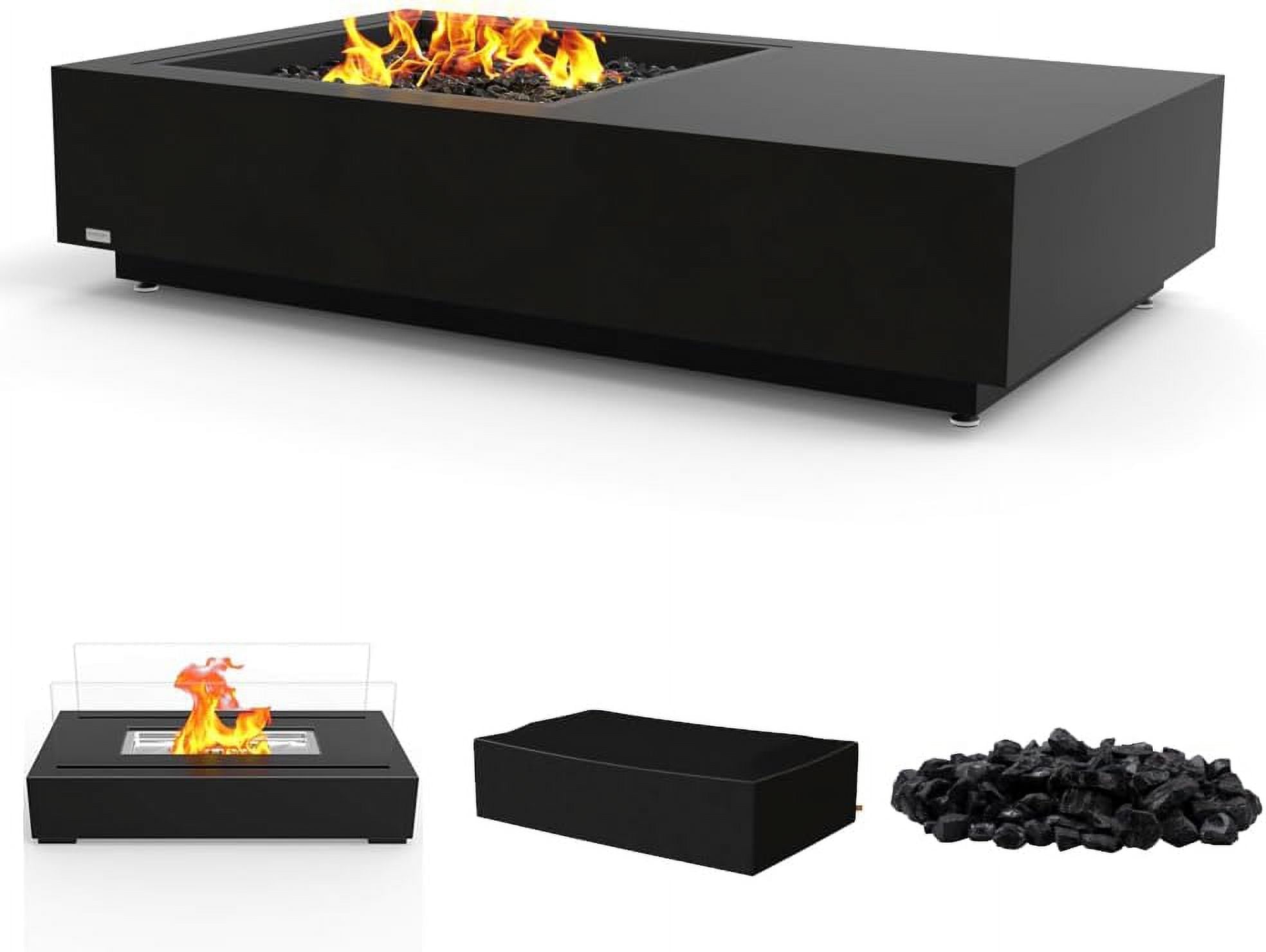 Ecosmart | Manhattan 50 Fire Pit Table | Graphite Color | Stainless Steel Gas Burner | Elegant Curved Design with Versatile Wide Lip | Complements Any Decor and Setting