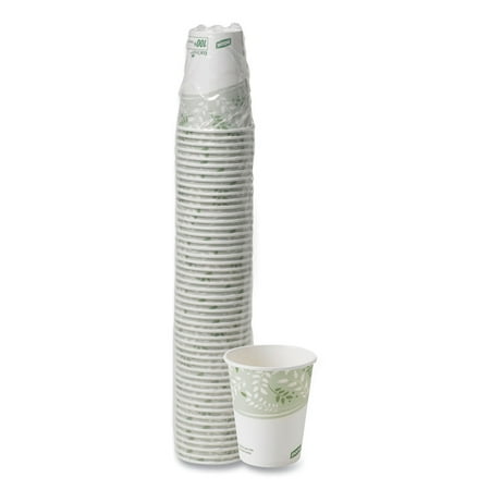 Ecosmart Viridian 8 oz. Paper Hot Cups with Plastic Lining - White/Green (50-Piece/Pack)