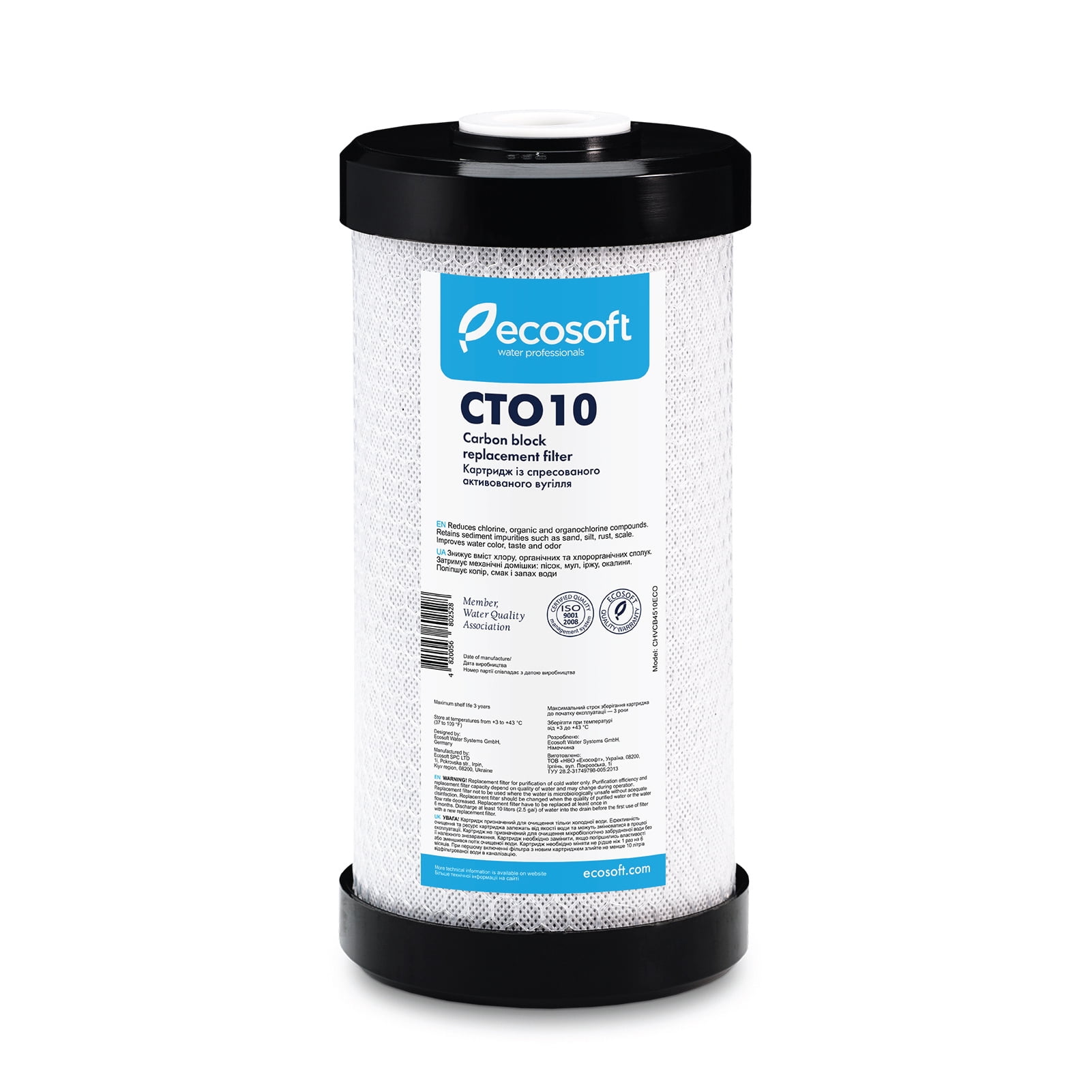 Ecosoft Carbon Block Replacment Filter Product Size 4.5 in. Х 10 in.