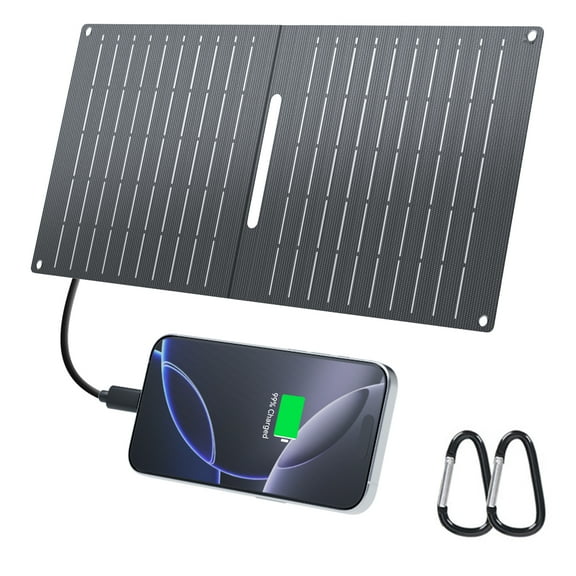 Ecosonique 15W Foldable Solar Charger Panel, Dual USB-A & USB-C Fast Charging, IP67 Waterproof ETFE, Ultra-Light Portable for Camping, Compatible with iPhone, Samsung, Google Pixel, LG