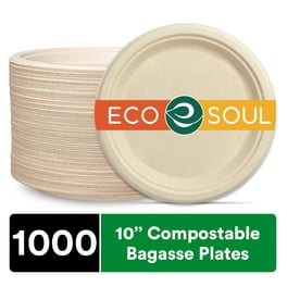 EcoAvance Bulk Paper Plates 9 inch: Disposable Paper Plates 400 Pack, 100%  Compostable Plates Eco Friendly Recycled Paper Plates Dinner Size, Brown