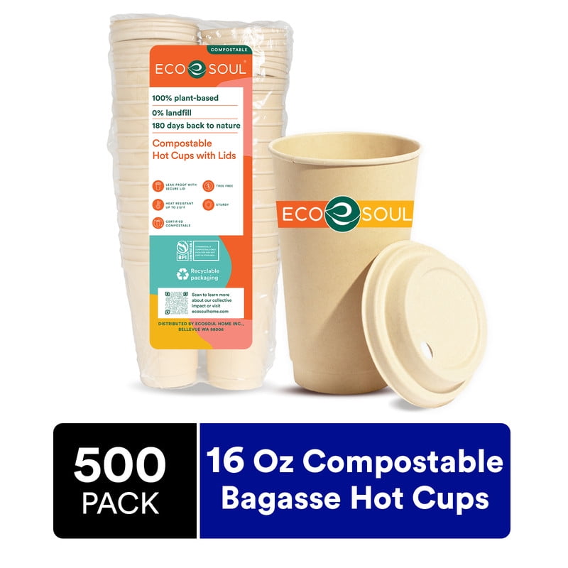 Eco-Friendly Disposable Cups with Lids, 16oz, Available Online - Eco Soul –  EcoSoul Home