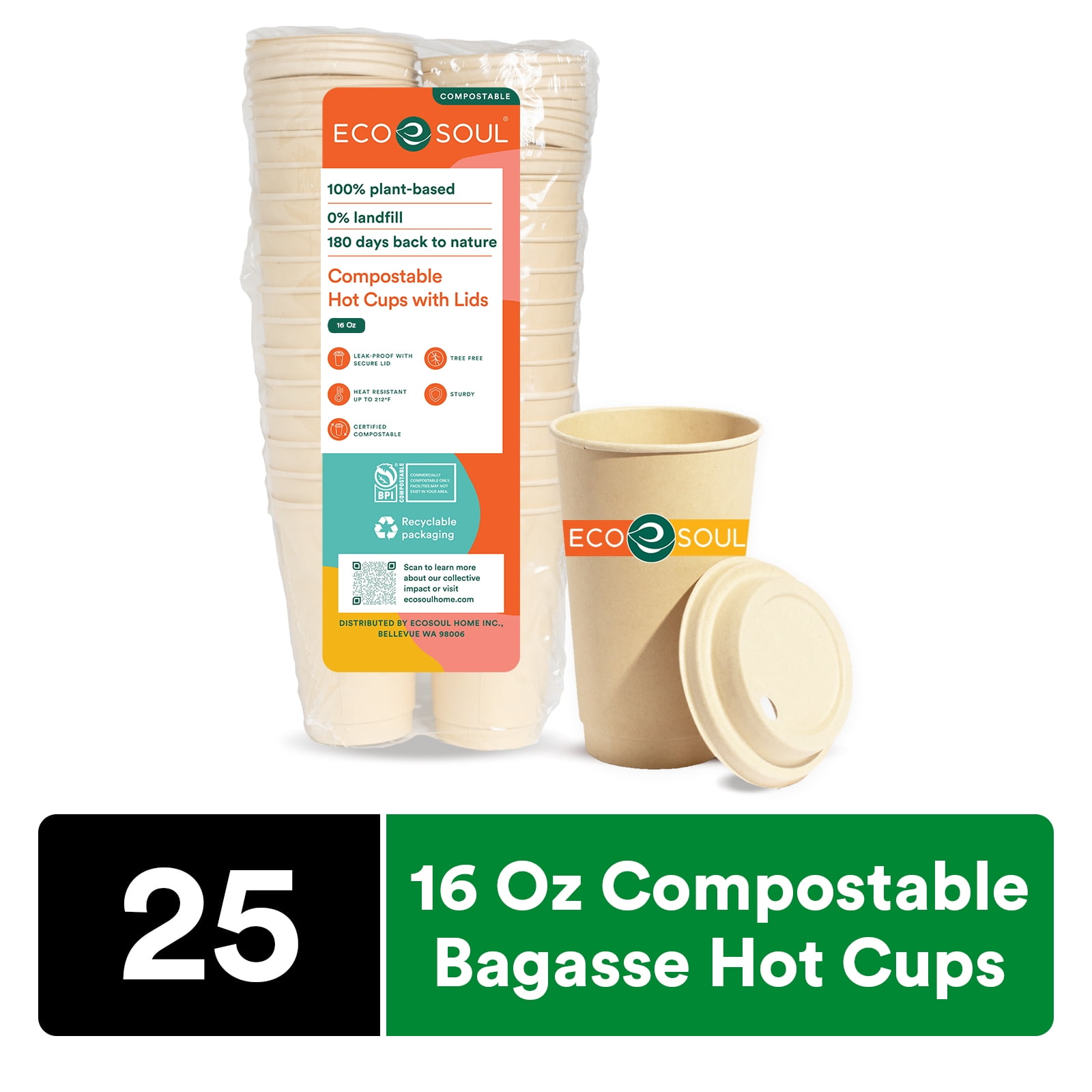 Chinet Comfort Cups & Lids, 16 Ounce - 80 cups & lids