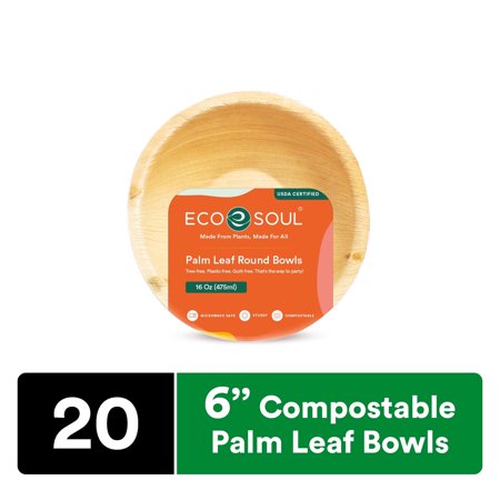 Ecosoul - Rnd Bowls 16 Oz Palm Leaf - Case Of 8-20 Ct