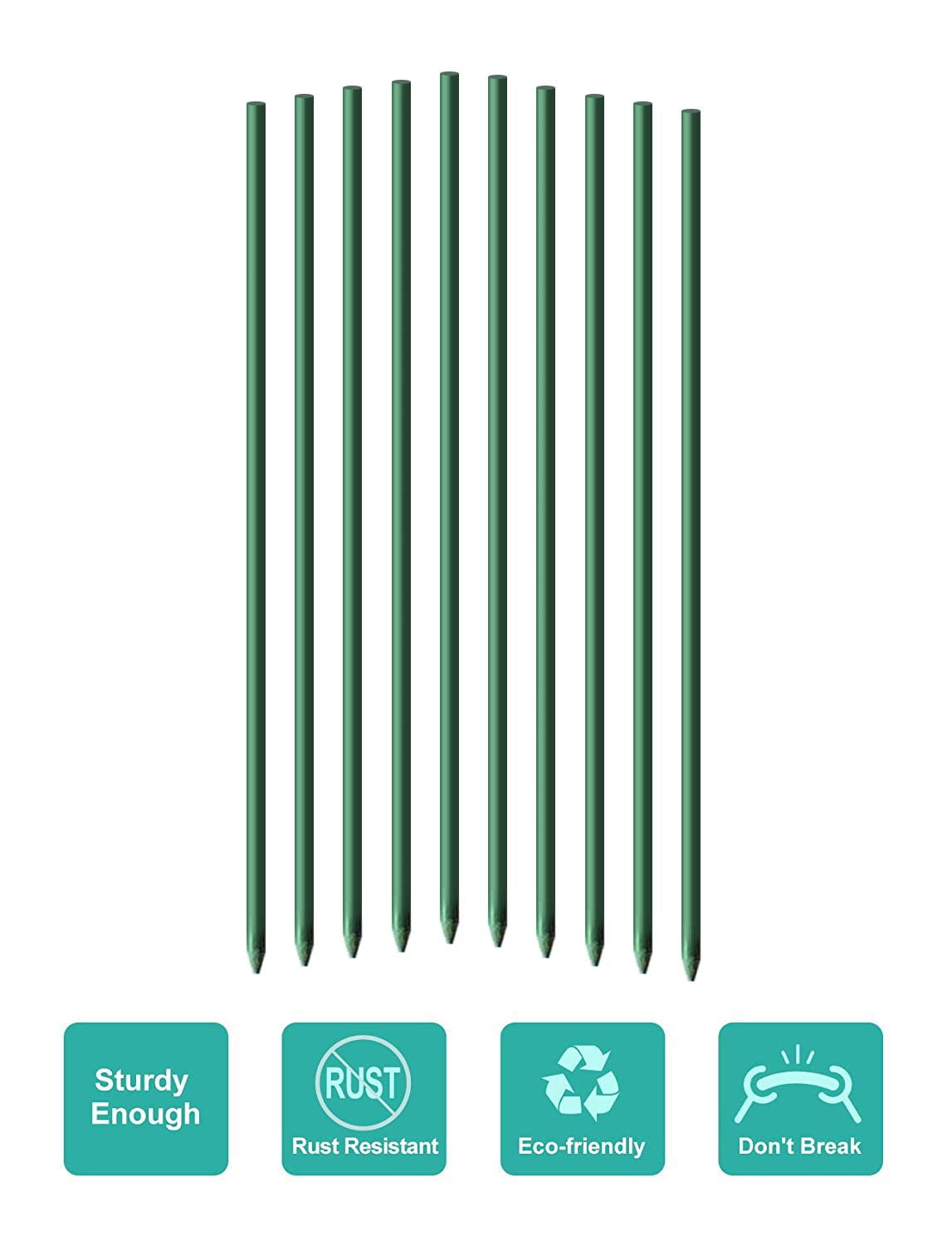 Ecostake Never Rust Garden Stakes For Plants Tree Tomato Supporting Fence Post,5/16" 3ft 20pack