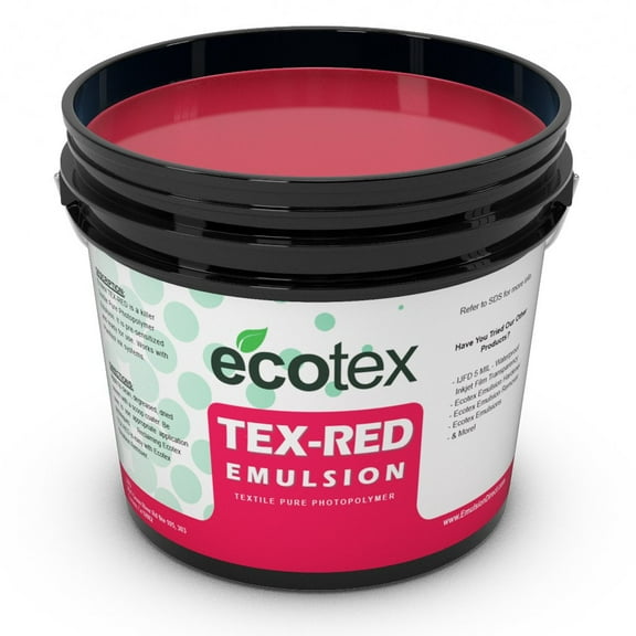 Ecotex Tex Red HV Screen Printing Emulsion, for Plastisol and UV Inks on Fabric and Textiles 128 fl oz
