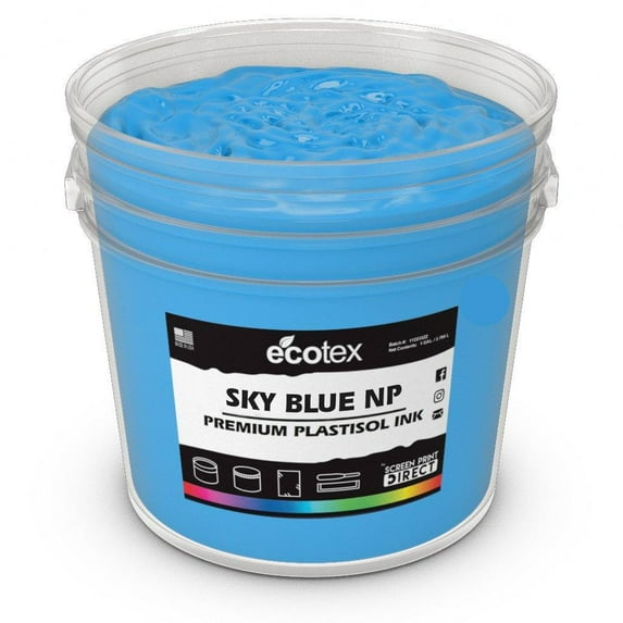 Ecotex® Sky Blue NP Plastisol Ink for Screen Printing - Non Phthalate Formula - 5-Gallon