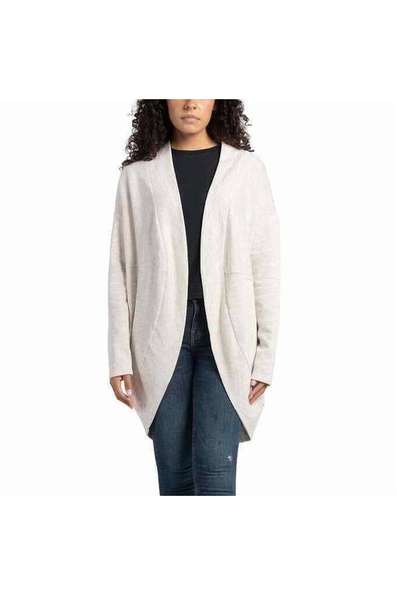 Ecothreads Ladies' Fleece Cardigan Long Sleeve (Small, Tan)