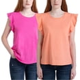 thumbnail image 1 of Ecothreads Women's 2-pack Flutter Sleeve Soft Organic Cotton Tee Top-Pink / L, 1 of 6