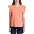 thumbnail image 1 of Ecothreads Women's Organic Cotton Short Flutter Sleeve Top Peach Pink XL NWT, 1 of 6