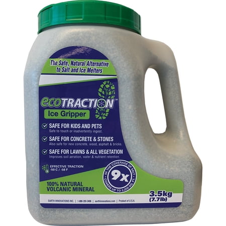 Earth Innovations Ecotraction Ice Traction Granules - All-Natural Volcanic Mineral - 7.7 lbs — Residential Use, Standard Application
