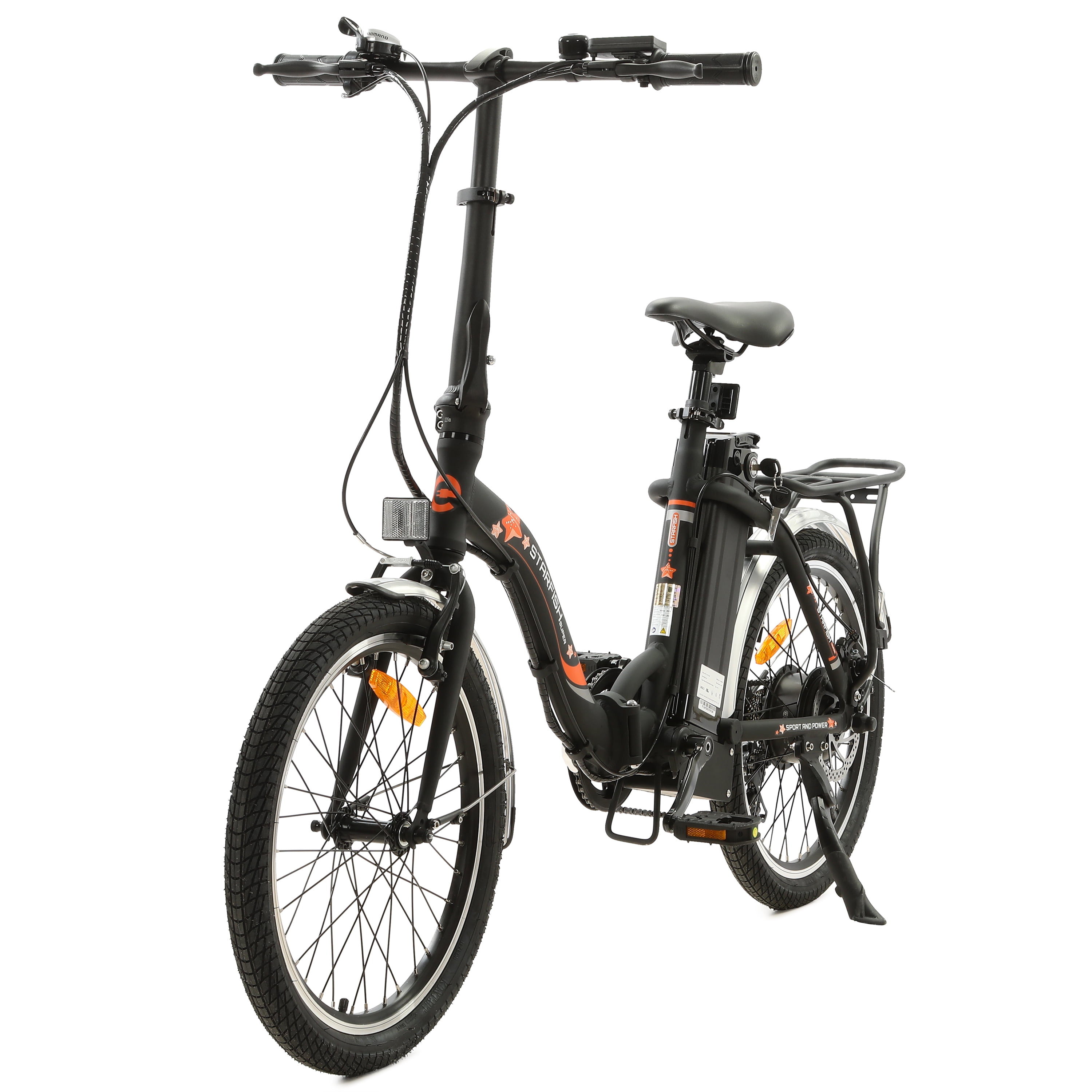 Ecotric 20" Electric Bike Bicycle Folding City Ebike 350W Gear Rear Motor 36V 12.5AH Removable Lithium Battery Alloy Frame Pedal and Throttle Assist LED Display UL2849