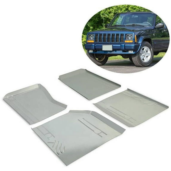 Ecotric Floor Pans Set for 1984-2001 Cherokee XJ Series & 1984-1990 Wagoneer Mid-Size & 1986-1992 Comanche MJ Series 4 Pcs Steel Front & Rear