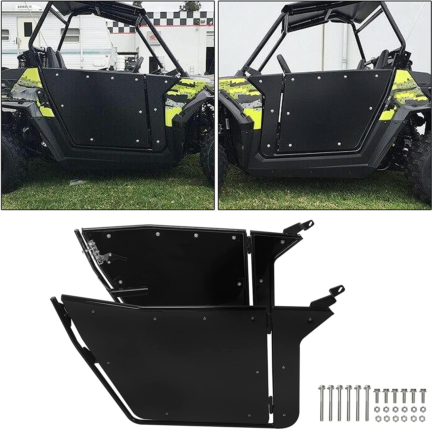 Ecotric Kojem Pair Cab Doors Aluminum Set Full Swing Open Compatible with 2009 - 2017 Polaris RZR 170 UTV Powder Coated, 1 Pair