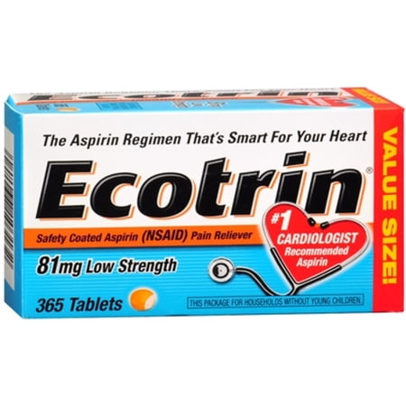 Ecotrin 81 mg Low Strength Tablets 365 ea (Pack of 6)