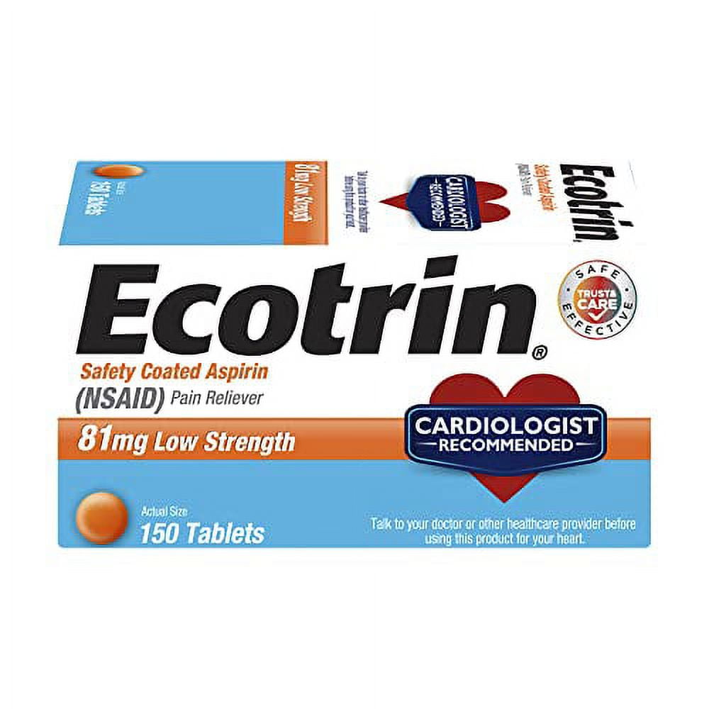 Ecotrin Low Strength Aspirin, 81mg Low Strength, 150 Safety Coated