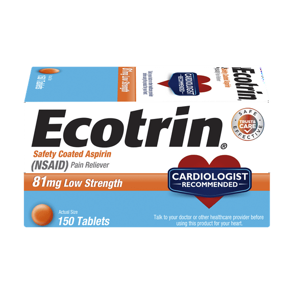 Ecotrin Low Strength Safety Coated Aspirin, NSAID 81 mg, 150 Count