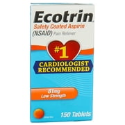 Ecotrin Low Strength Safety Coated Aspirin | NSAID | 81mg | 150 Tablets (2 Pack)