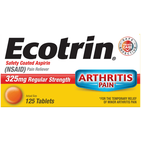 Ecotrin Regular Strength Safety Coated Aspirin, Arthritis Pain, 125 Tablets