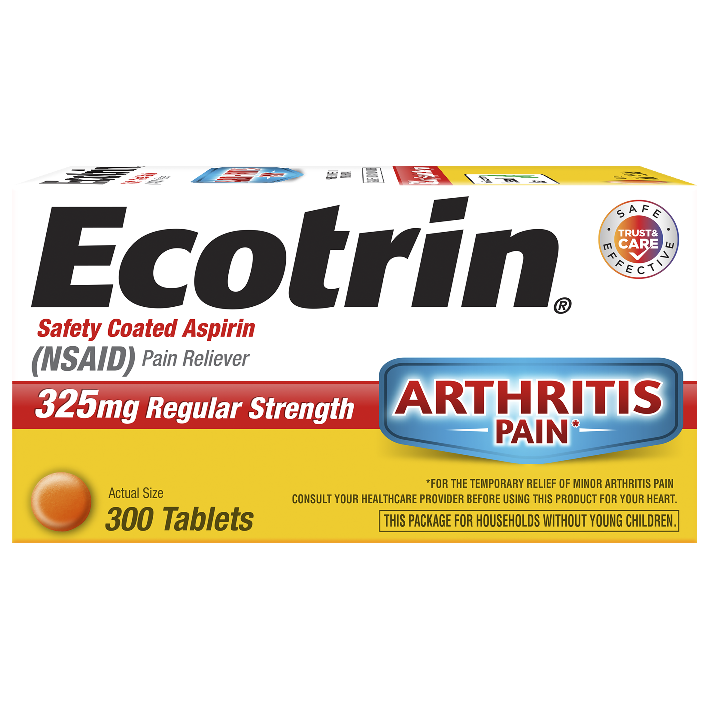 Ecotrin Regular Strength Safety Coated Enteric Aspirin Tablets 325 MG 300 ea - image 1 of 4