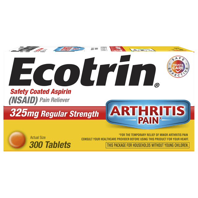 Ecotrin Regular Strength Safety Coated Enteric Aspirin Tablets 325 MG 300 ea