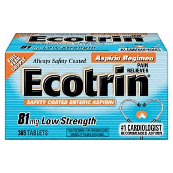 Ecotrin Safety Coated Aspirin 81 Mg Low Strength Tablets - 365 Ea, 2 Pack
