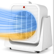 2-in-1 Portable Heater Fan Combo for Bedroom & Office, Compact Desk Fan with 2 Fan Speeds, 1500W/750W Ceramic Space Heater, Adjustable Tilt Mini Fan & Heater for All Seasons